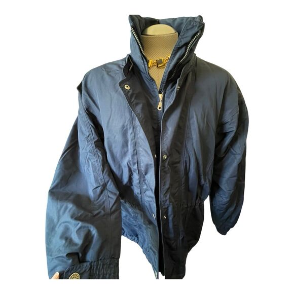 Metropolis Women's Size 14 Winter Parka Coat Jacket Blue Quilted Full Zip Logo - Picture 10 of 11